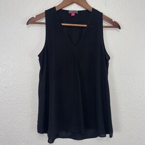 Vince Camuto Black V-Neck Tank Top Women XPS Office‎ Business Work Sheer #cc